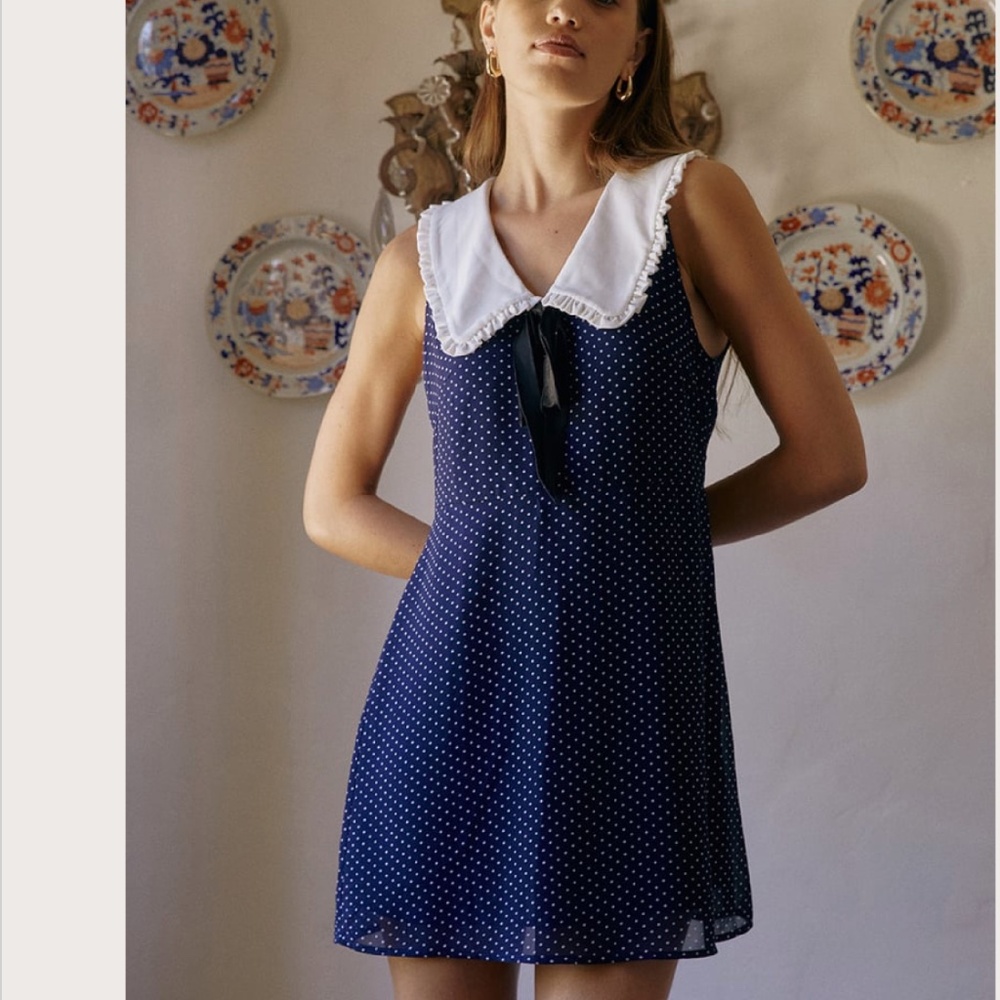 Nwt WEST OF MELROSE Polka Dot Collar Mini Dress